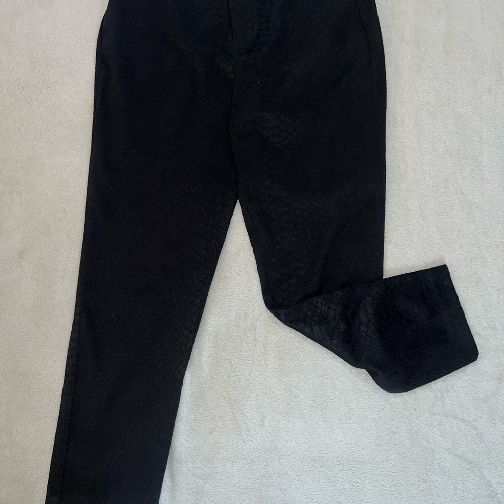 Women’s Black Snakeskin-textured Pants